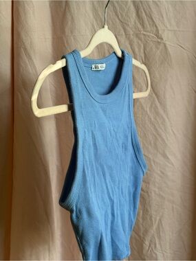 Zara Light Blue Ribbed Tank Top